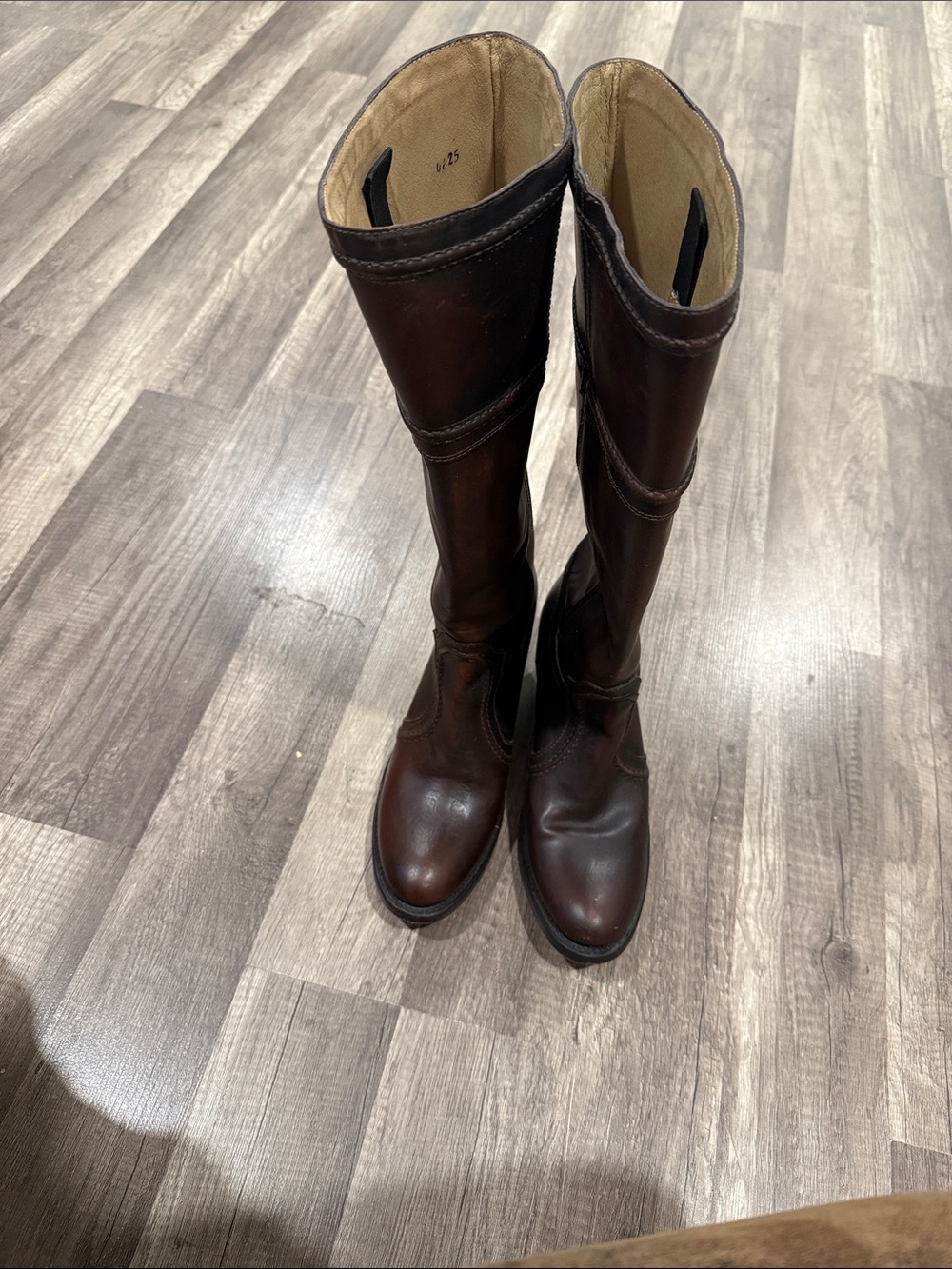 Frye  Tall Leather Riding Boots - Dark Brown